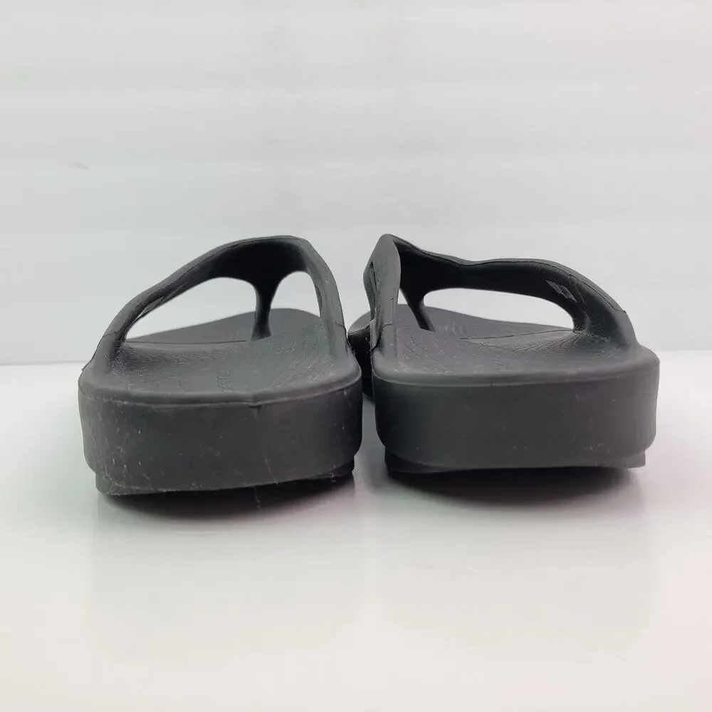 Oofos OOriginal Mens Size 10 Womens Sz 12 Black Recovery Thong Flip Flop Sandals